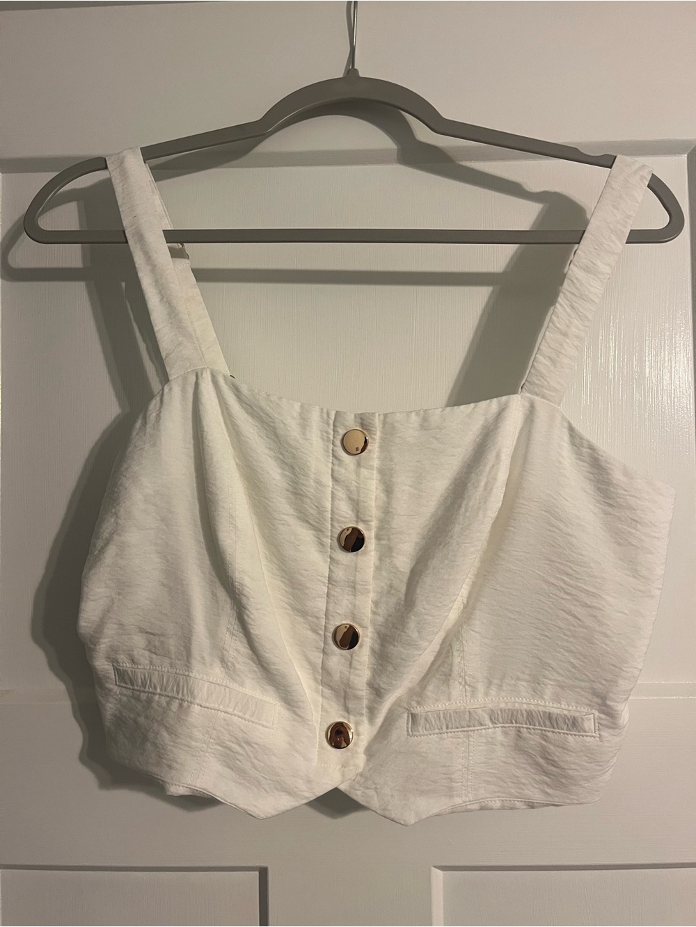 Ramy Brook Gabi button-front crop top.